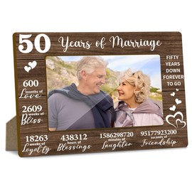 50th Wedding Anniversary Picture Frame, 50 Years Of Marriage Gifts for Wife Husband Parents, Photo Frame Keepsake, Home Office Desktop Decoration -011