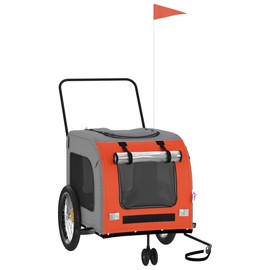 Benicabaly Pet Bike Trailer for Comfortable Adventures with Your Pet, Sturdy Iron Frame, Convenient Zippered Access and Mesh Windows, Orange and Gray