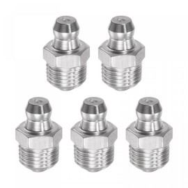 uxcell 201 Stainless Steel Straight Grease Fitting M10 x 1mm Thread Hydraulic Grease Fitting Accessories, 5Pcs