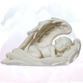 Decorative Angel "Sheltering Angel Wings" - Guardian Angel Figurine Cherubinchen - Length 9 cm - Decoration Figure Baby Angel