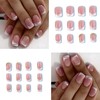 24Pcs, French False Nails Short，Classic French Fake Nails, White Tip