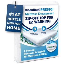 CleanRest Presto! Zip-Off Top Mattress Encasement – Hypoallergenic, Waterproof, Bed Bug Proof Protector – Full