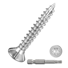 DTGN #4x3/4 Deck Screws - 200Pack - Good for Decks, Fences, Frames, Farms, Outdoor Furniture - Carbon Steel Wood Screws W/ T10 Torx Star Drive Bit - Silver