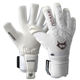 WVVOU Football Goalkeeper Gloves for Adults and Youth, High Performance Football Gloves with 5 Detachable Fingersave, Goalie Gloves with 4mm Sticky Latex Palm (White, 9)