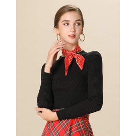 uxcell Women's Floral Leopard Polka Dots Striped Print Square Kerchief Neck Scarf Shawl 19.68 x 19.68inches Red-Dots