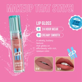 BEUKING Hydrating Lip Gloss, Non-Stick Glitter Lip Glaze Mirror Lipstick, Non-Stick Lightweight Matte High Pigment Non-Smudge Pearlescent Lip Gloss for Daily Lip Make up (03# Classics Red, 1 OZ)