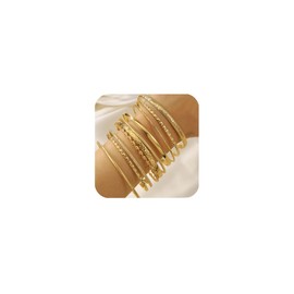 Uwiyo 10PCS Gold Bangle Bracelets for Women, Stackable Gold Bangles Indian Bangles for Womens Girls Jewellery Accessories for Wedding Birthday Party Costume (Gold Set 1)