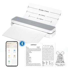 HPRT Portable Printer Wireless for Travel Bluetooth Mini Inkless Printer Support 8.5" X 11" US Letter&Legal A4&A5 Thermal Paper, Compatible with Android and iOS Phone&Laptop