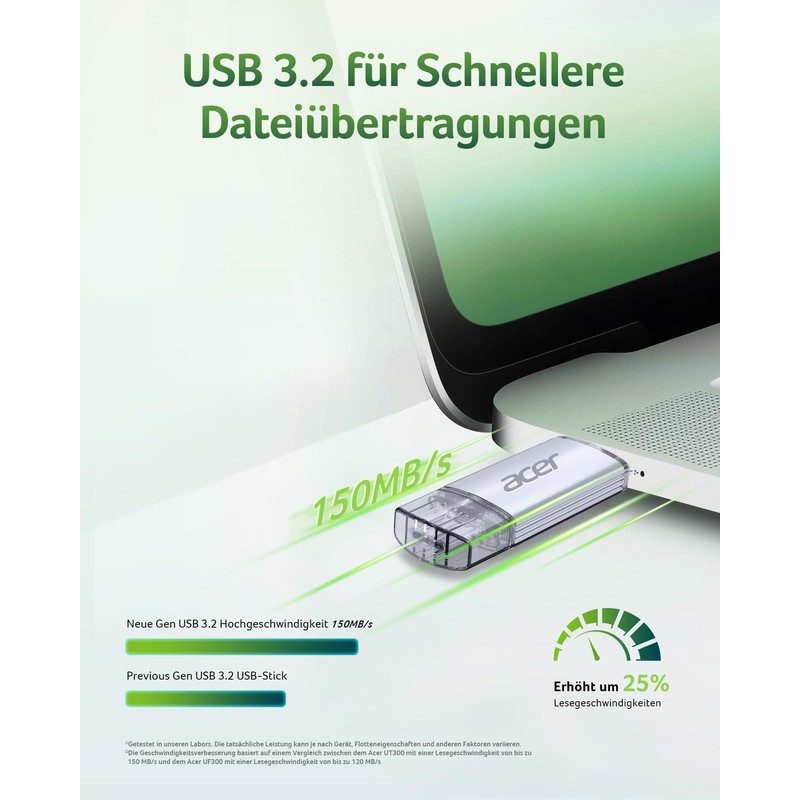 Acer USB Flash Drive UT300 128GB USB 3.2 Gen1 Up