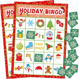 FANCY LAND Christmas Bingo Game for Kids 24 Players Holiday Party Supplies