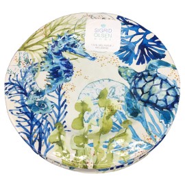 Sigrid Olsen x4 Sigrid Olsen Sea Turtle Seahorse MELAMINE Dinner Plates Ocean Beach Sea 11"