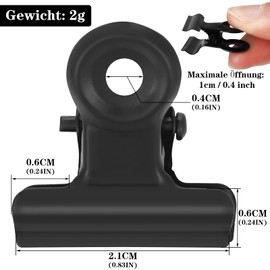 tonyg-p Small Paper Clips, Pack of 60 Mini Metal Clips, 22 mm Multi-function Clips for Clips, Letter Clips for Photos, Office and Kitchen (Black)