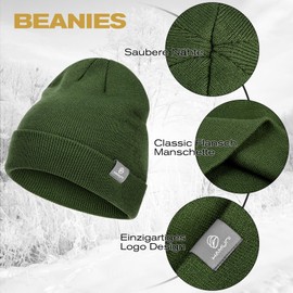 HAMUNI Beanie Hat for Men Women Winter Warm Beanies Unisex Classic Winter Hats Knitted Hat Stretchy Soft Acrylic Beanie Hat Vintage Plain Knitted Hat, Green (military green)