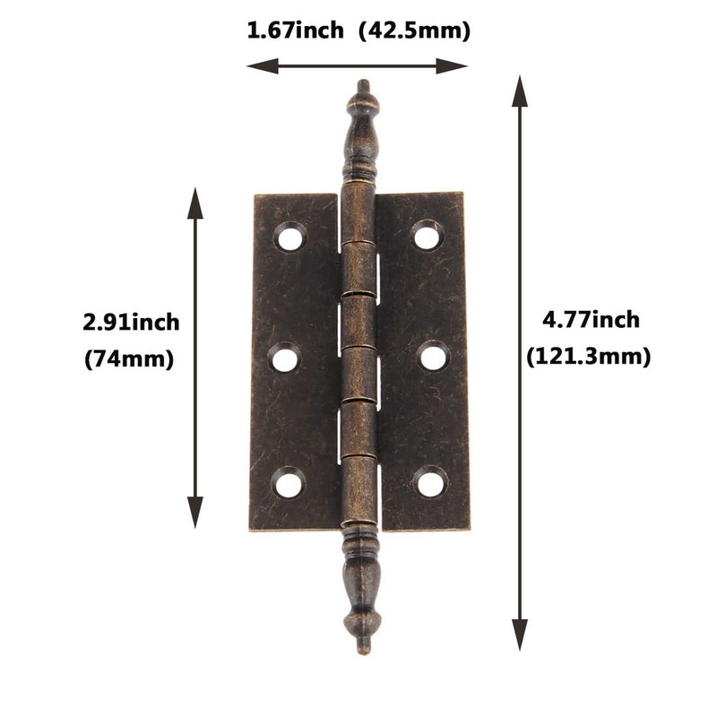 Dophee 2Pcs 127x44mm Antique Bronze 6 Holes Hinges for Vintage