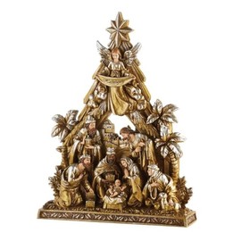 Trinity Church Supply Metallic Nativity Figurine Christian Decoration Religious Sculptures, 10.5 Inch Height