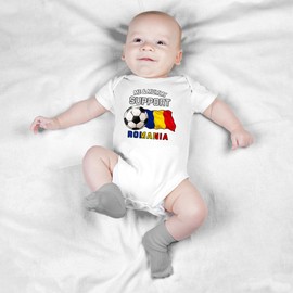 Me & Mummy Support Romania Babygrow Baby Boy Girl Romanian Football Fan European Babies Vest, 0-3 Months, White