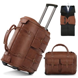 Shopsource Garment Duffle Bag with Wheels for Travel, Vintage Brown
