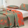 Purefair 100% Cotton Muslin Blanket Jacquard Green Orange Floral Ginkgo