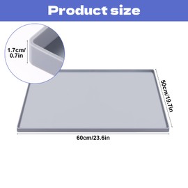 Bedside Commodes Mat, 23.6 x 19.7 Bedside Portable Toilet Mat with Raised Edge, Silicone Non-Slip Commode Toilet Pad Under Commode Chair Mat for Floor Protector