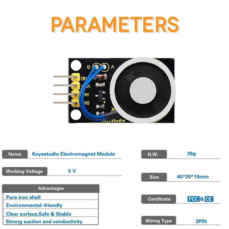 KEYESTUDIO DC 5V 0.3A Solenoid Electromagnetic Module for Arduino Arduino