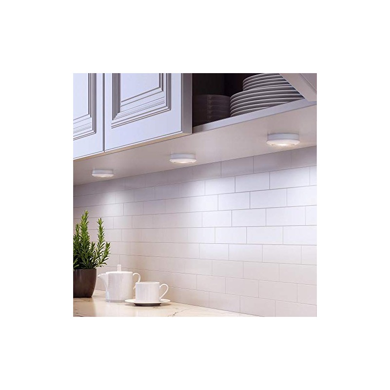 2.99 in. LED White Battery Operated Puck Light (3-Pack)