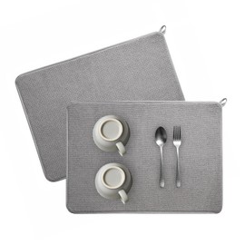 2PCS Microfiber Dish Drying Mat, 45x60cm Absorbent Draining Board Mats