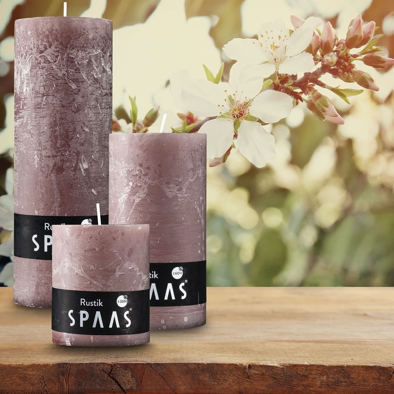 SPAAS Rustic Taupe Pillar Candles - 2.7" X 3" Decorative