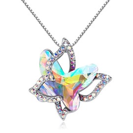 Stocking Stuffers Holiday Outfits for Women 2024 Purple Butterfly Necklace for Teen Girl Double Butterfly Necklace Rhinestones Crystal Pendant Necklace Jewelry Gifts Mothers Day Gifts