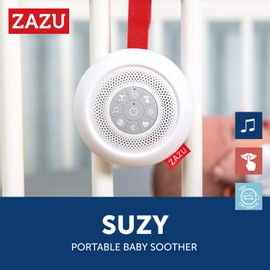ZAZU Suzy The Baby Soother - Sleeping Aid for Toddlers & Baby Dummies, 7 Soothing Melodies Including Heartbeat and White Noise, Sound Machine for On the Go with Scream Sensor, Variable