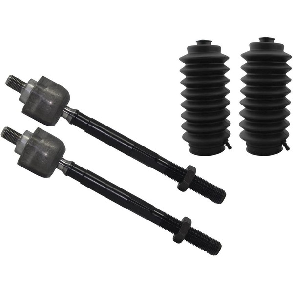 4 Pc Kit Set of 2 Power Steering Rack and Pinion Bellow Boots + 2 Front Inner Tie Rod Compatible with 2WD / 4WD Models