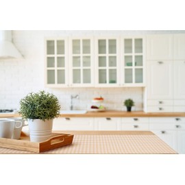 FILU Table Runner 40 x 150 cm Beige / White Checked (Choice of Colours and Sizes) – High-Quality Made Table Runner Made of 100% Cotton in Scandinavian Country House Style