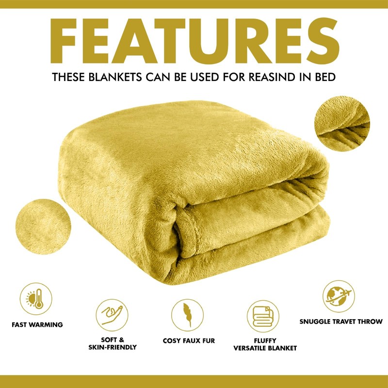 Lions Fleece Throw Blanket - 100% Polyester, Ultra Soft Faux
