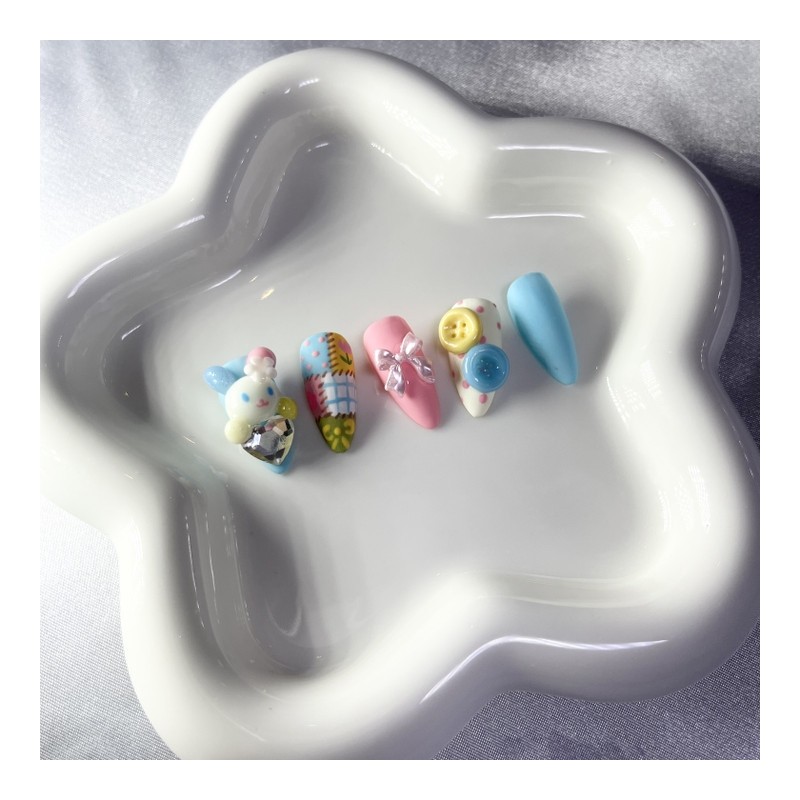[Premium handmade embossed nails] Vintage pattern stitch rabbit - Coffin