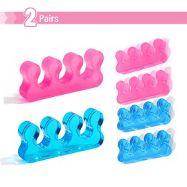 DR. JK- Toe Separators for Pedicure, 2 Pairs, Blue & Pink, Toe Separators for Women Pedicure, Toe Spreaders for Women, Gel Toe Spacers for Pedicures, Pedicure Toe Separators for Women, Toe Dividers
