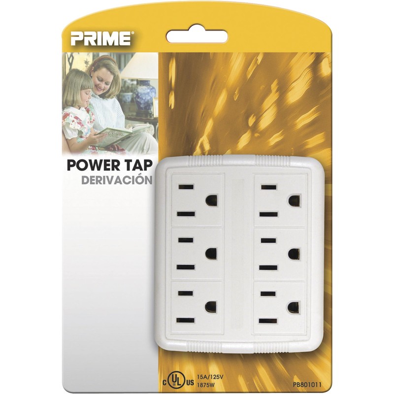 Prime PB801011 6 Outlet Power Tap, White