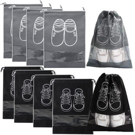8 Pieces Shoe Bags, Shoe Bags, Travel Shoe Bags with Transparent Window for Storing Shoes, Non-Woven Waterproof Dustproof Shoes Bags, grey