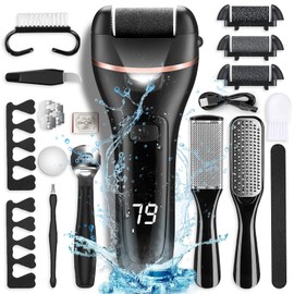 OTAZWA Electric Callus Remover for Feet, Rechargeable Portable Electronic Foot File Pedicure Kit, Waterproof Foot Scrubber File, Professional Pedicure Tools, Foot Care for Dead Skin Ideal Gift, 3 Rollers
