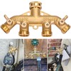 XIBETEO 4 Way Heavy Duty Solid Brass Garden Hose Splitter