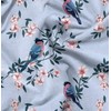 Soimoi Blue Heavy Canvas Fabric Peach Floral & American Robin