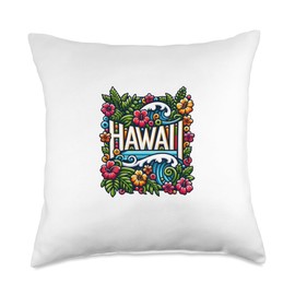 Hawaii Aloha Spirit Tropical Vibrant Throw Pillow