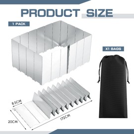 MorningRo 1 Pcs 20 Plate Chafing Dish Wind Stove Camping Guard 67 x 7.8'' Stainless Steel Wind Cover Folding Outdoor Windscreen with Drawstring Bag for Camp Picnic Burner Guard (Sliver)