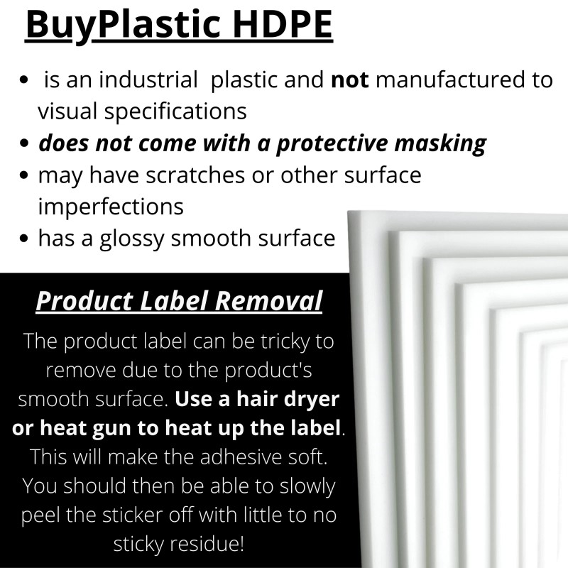 BuyPlastic Natural White HDPE Plastic Sheet 3/16" x 12" x