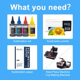 LCL 420ML Sublimation Ink (CMYK Set) Refill for Epson EcoTank Epson ET1800 ET2700 ET2800 ET3700 ET3800 ET4700 ET4800 ET5800 ET14000 ET16000 WF2800 for Heat Transfer MM ug,Tumbler, T-shirts