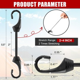 Bungee Cords With Hooks 2 Inch, 20 PCS Short Bungee Cords With Hooks, Bungee Straps With UV Resistant, 5 MM Diameter Elastic Straps With Hooks for Basic Securing