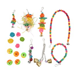 Bird Toys Bite Resistant Parrot Swing Chewing Toys with Removable Hooks for Cockatiels Finches Budgie Macaws Love Birds