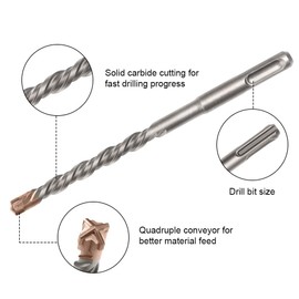 flintronic SDS-Plus Drill Bit Set, Dia 4mm 160mm Lenth Cross Drill Bits, Rotary Hammer Drill for Drill Holes in Concrete, Ceramic Tile, Stone, Metal, Plastic & Multi-Layer Materials