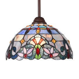 Capulina Tiffany Pendant Light 12 Inches for Kitchen Island Dining Room Traditional Handicrafts Antique Stained Glass Hanging Light