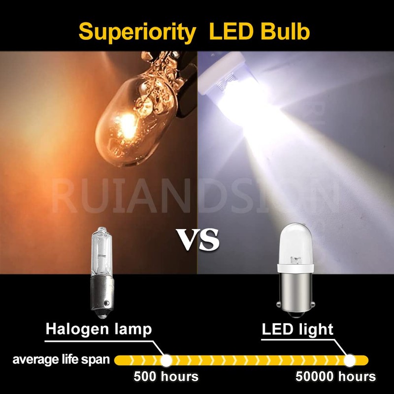 Ruiandsion BA9S LED Bulb 120V AC/DC Miniature Bayonet 9mm BA9s