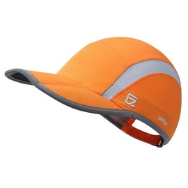 GADIEMKENSD UPF50+ Folding Outdoor Hat Unstructured Reflective Design Breathable Soft Sport Cap for Outdoor Sports, Reflective, Middle Orange