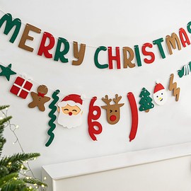 1 Set Merry Christmas Banner Christmas Decoration Santa Claus Elk Christmas Banner Felt Merry Christmas Banner Christmas Decorations Xmas Tree Snowman Christmas Banner Decoration Christmas
